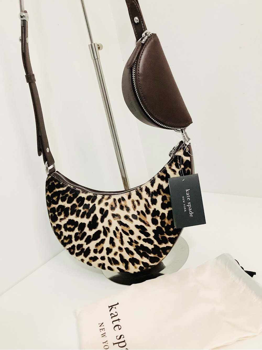 Kate Spade NY BESTSELLER Leopard Print Haircalf Multi-way Bag NEW w/ Dust Bag - Picture 6 of 16